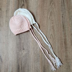 Infant photography hats pink and cream